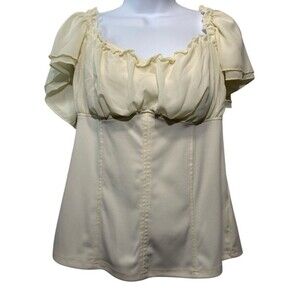 Scarlet Darkness Top Juniors XL Cream Flutter Sleeve Milkmaid Peasant Coquette